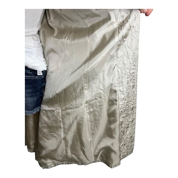 Eileen Fisher Tussah Silk One Button Overcoat Champagne Women's Size M Work - Picture 6 of 8